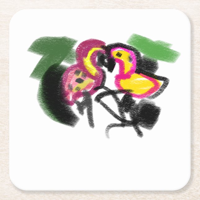 Flamings Liebe  Rechteckiger Pappuntersetzer (Vorderseite)