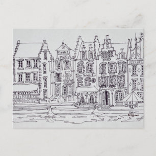 Flämische Architektur am Wasser, Gent, Belgien Postkarte