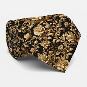 Flämische Barock-Schwarz-Gold-Blumenkrawatte Krawatte