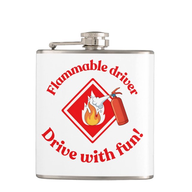 Flammable Driver Trucker Gift | Funny ADR Hazmat Flachmann (Vorderseite)