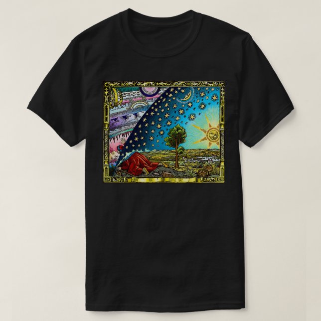 Flammarion Gravur Flat Earth T-Shirt (Design vorne)