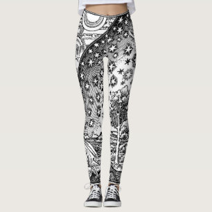Flammarion Gravur Schwarz-Weiß-Leggings Leggings
