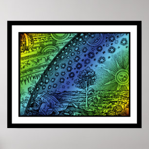 Flammarion Himmel-und-Erde-Stich Grafik Poster