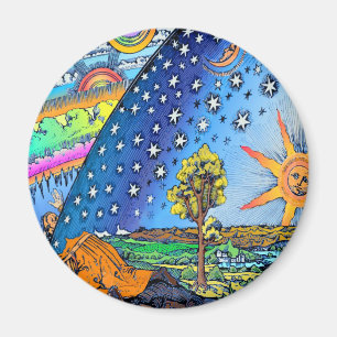Flammarion Holzschnitt-flache Erdentwurfs-Quadrat Magnet