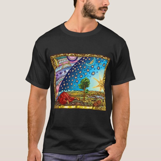 Flammarion Holzschnitt-flacher Erdentwurf 2017 T-Shirt (Vorderseite)