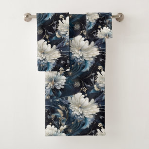 Flamme bleu marine riche motif floral