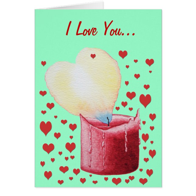 flamme en forme de coeur bougie rouge art valentin (Devant)
