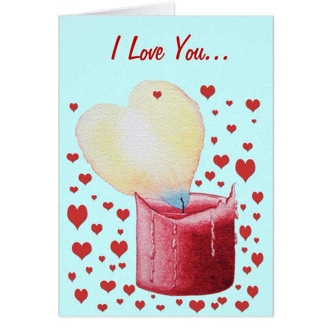 flamme en forme de coeur rouge chandelle amour (Devant)