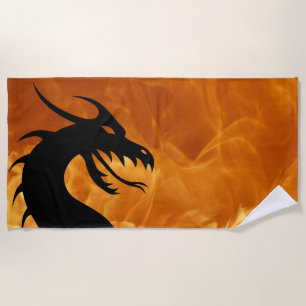 Flamme und Hitze des schwarzen Drachen Strandtuch