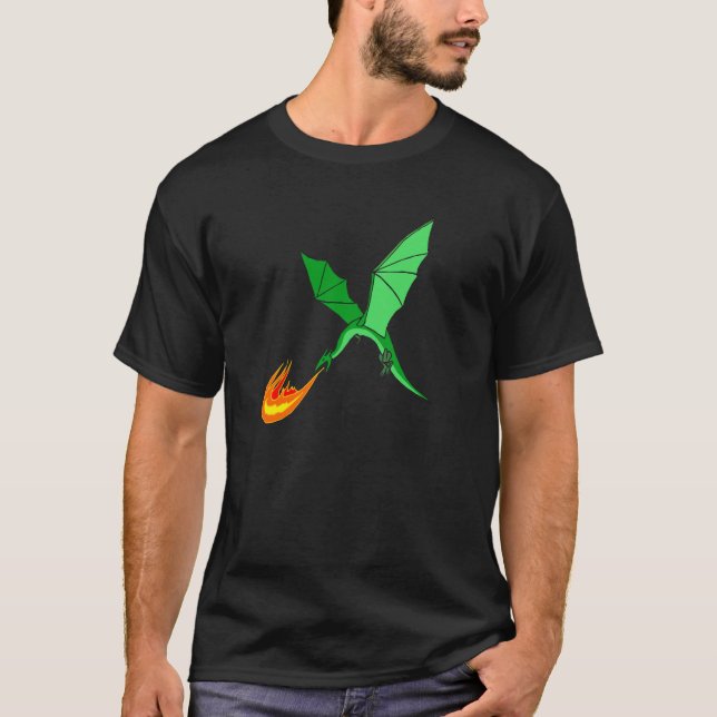 Flammen-atmendrache T-Shirt (Vorderseite)