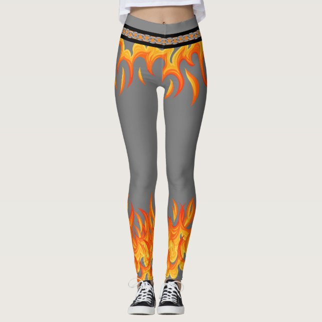 Flammen auf Grau Leggings (Vorderseite)