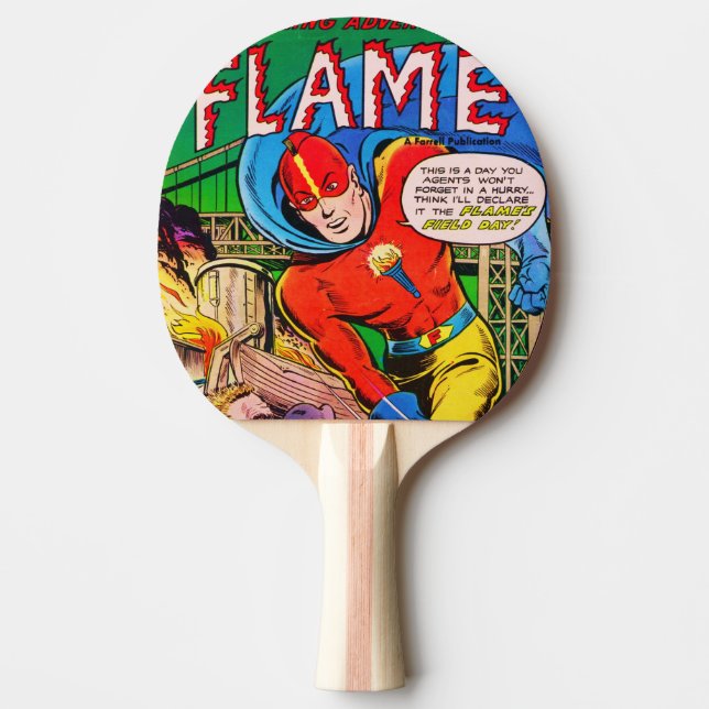 Flammen-Comicen Tischtennis Schläger (Vorderseite)