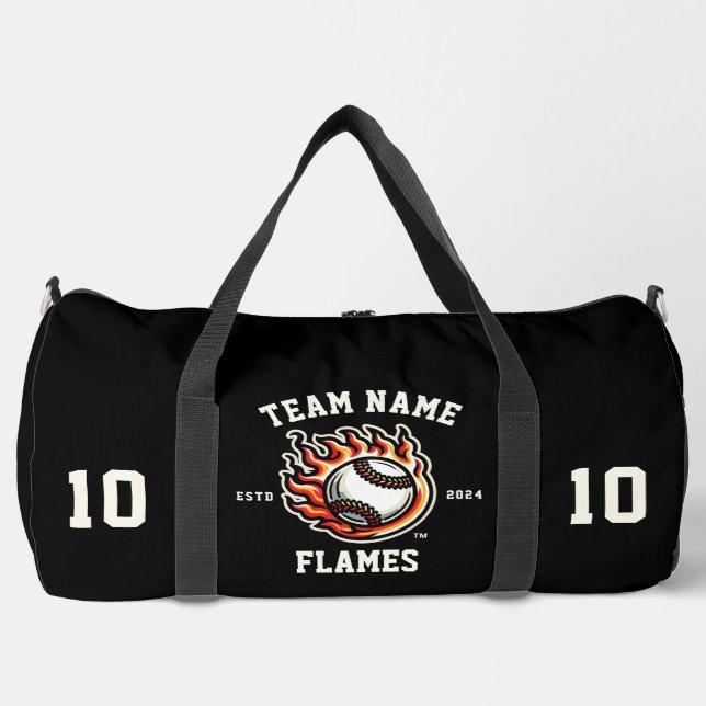 Flammen "Customizable"-Baseball Duffle Bag (Vorderseite)