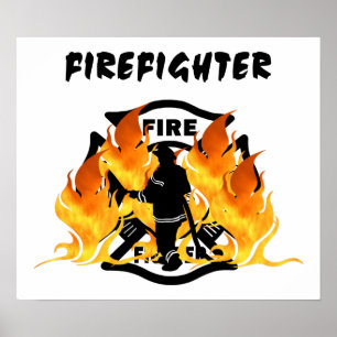 Flammen der Feuerwehr Poster