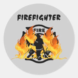 Flammen der Feuerwehr Runder Aufkleber