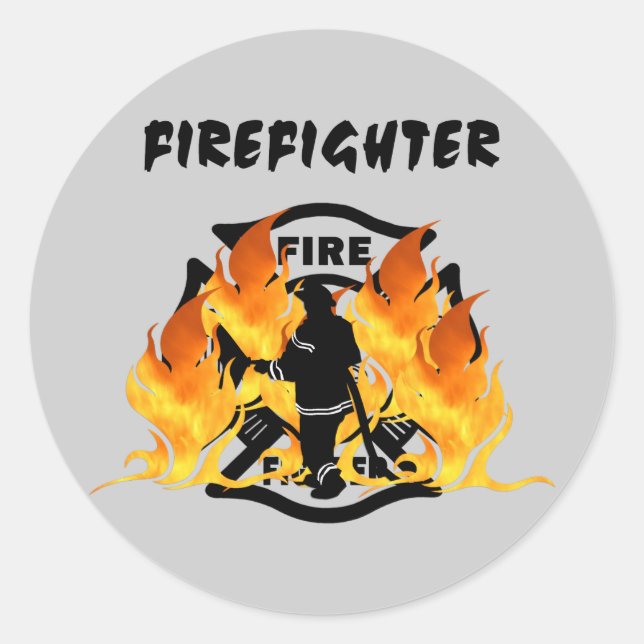 Flammen der Feuerwehr Runder Aufkleber (Vorderseite)