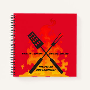 Flammen Grillen persönliches Kochbuch Rezept Noteb Notizbuch