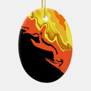 Flammen in der Nacht Keramik Ornament