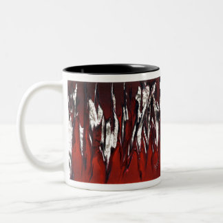 Flammen in Rot bis Schwarz Zweifarbige Tasse