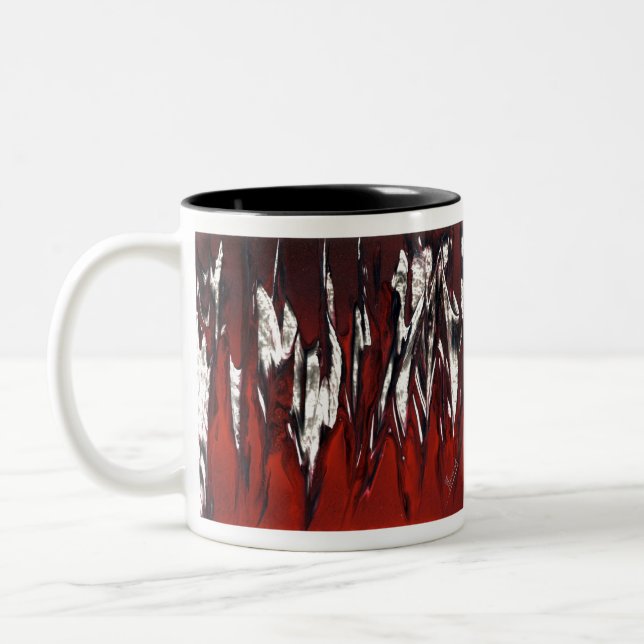 Flammen in Rot bis Schwarz Zweifarbige Tasse (Links)