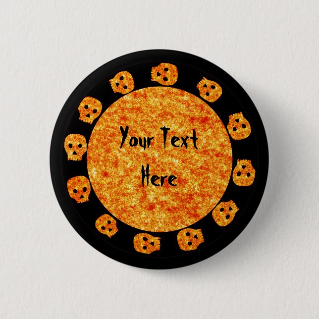 Flammen-Orangen-Knopf Button (Vorderseite)