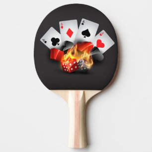 Flammen-Poker-Kasino-Schwarzes Tischtennis Schläger