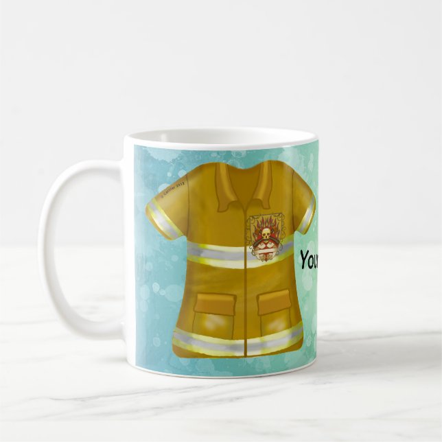 Flammen Schild Feuerwehrmann Kaffeetasse (Links)