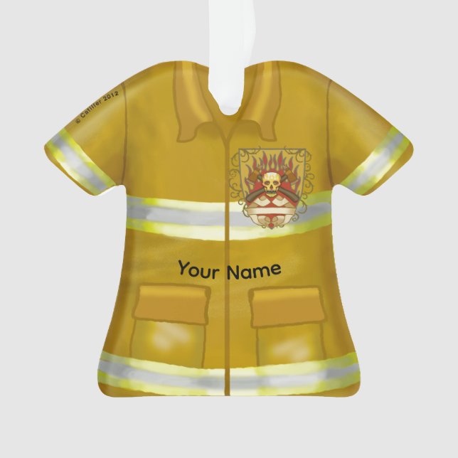 Flammen Schild Feuerwehrmann Schmuck  Ornament (Vorderseite)