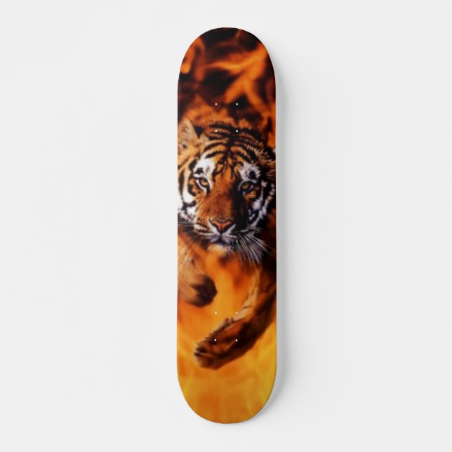 Flammen-Tiger Skateboard (Vorne)
