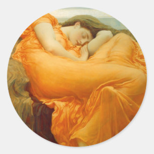 Flammen von Juni durch Frederick Leighton Runder Aufkleber
