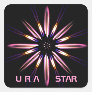 Flammenaufkleber ‚U R A STAR‘ Quadratischer Aufkleber