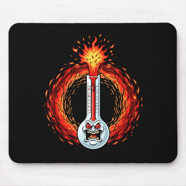 Flammend wütendes Thermometer extreme Hitze Wut  Mousepad (Vorne)
