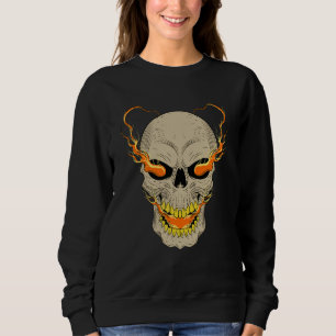 Flammende Augen Totenkopf Köpfe Grunge Punk Metal Sweatshirt