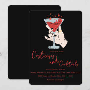 Flammende Cocktail-Hexen-Hand-Kostüme und Cocktail Einladung