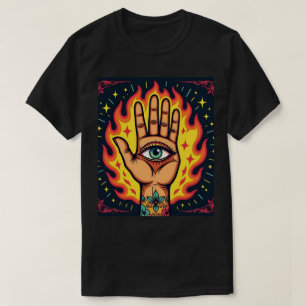 Flammende dritte Augenhand T-Shirt