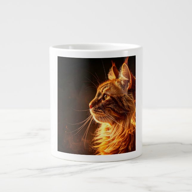 Flammende Katze Jumbo-Tasse (Vorderseite)