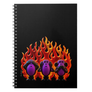 Flammender ‘3 Weise Affen’ Stil 01 Notizblock