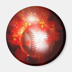Flammender Baseball Magnet