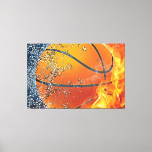 Flammender Basketball Leinwanddruck