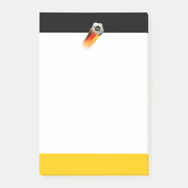 Flammender deutscher Fußballball auf Fahne Post-it Klebezettel (Vorderseite)