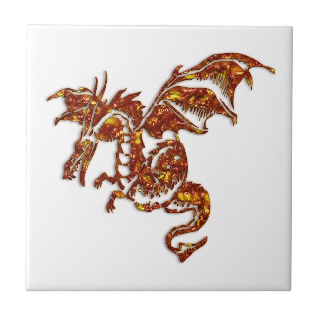 Flammender Drache Fliese (Vorderseite)