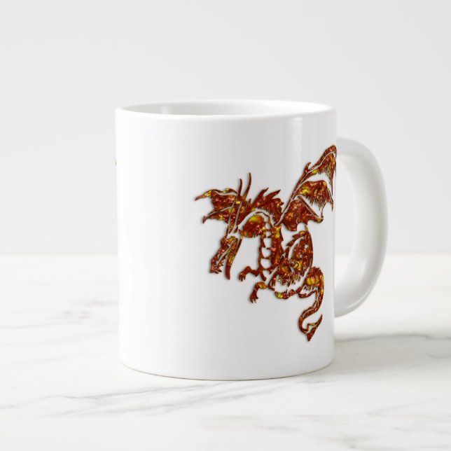 Flammender Drache Jumbo-Tasse (Vorderseite Rechts)