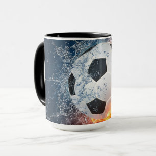 Flammender Football/Fußball-Wurfkissen Tasse