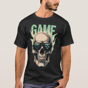 Flammender Gamer-Schädel – Retro-Gaming-Power-Desi T-Shirt