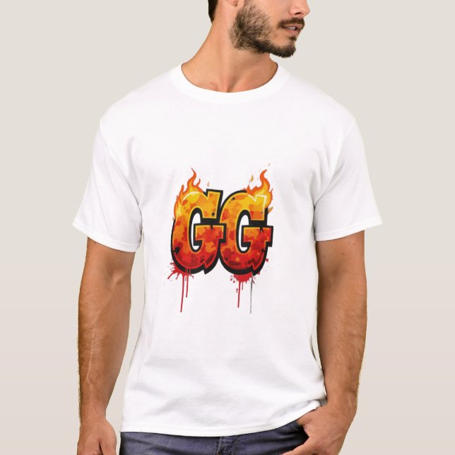 🔥 Flammender "GG" Graffiti-Stil T-Shirt (Vorderseite)