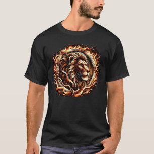 Flammender Löwe im Ring der Feuerflammen Astrologi T-Shirt