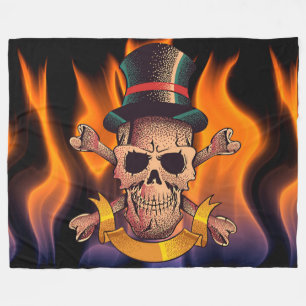 Flammender Schädel Fleecedecke