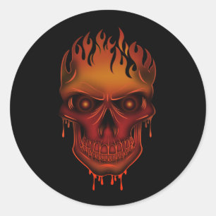 Flammender schmelzender Schädel Gothic Horror Dark Runder Aufkleber