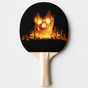 Flammender Totenkopf Feuer Goth Skelett Tischtennis Schläger