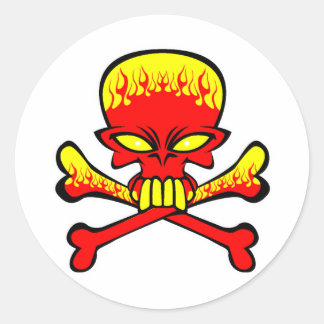 flammender Totenkopf Runder Aufkleber